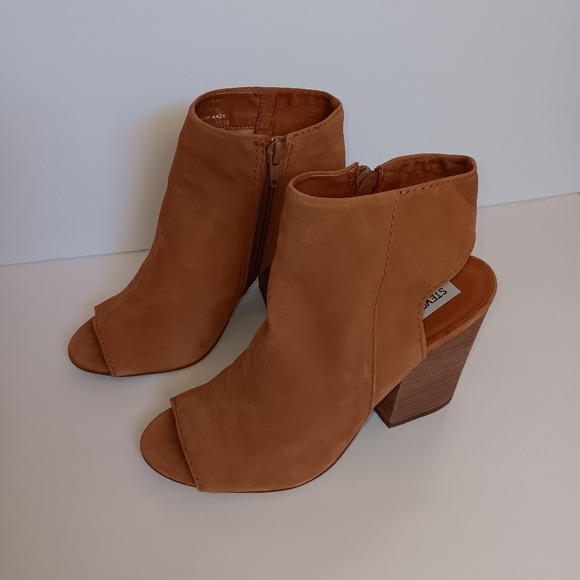 Steve Madden Tulisa Tan Suede Open Toe High Heel Bootie 8M - Picture 2 of 9